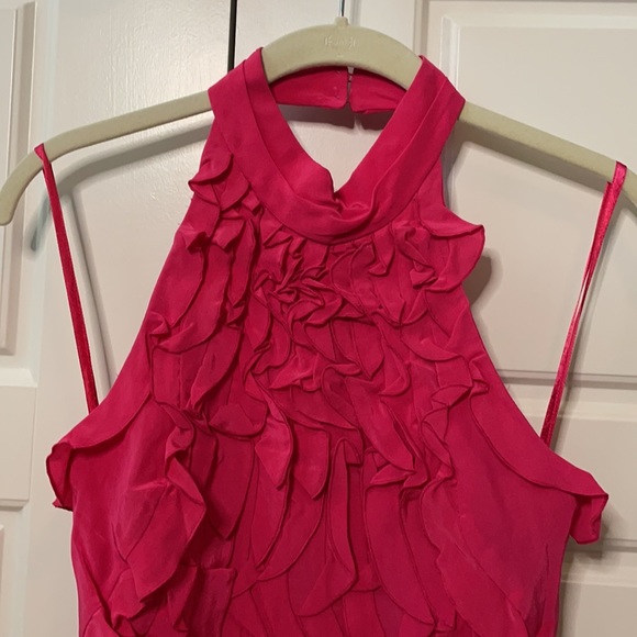 BCBG hot pink XS ruffle halter top - Picture 2 of 11